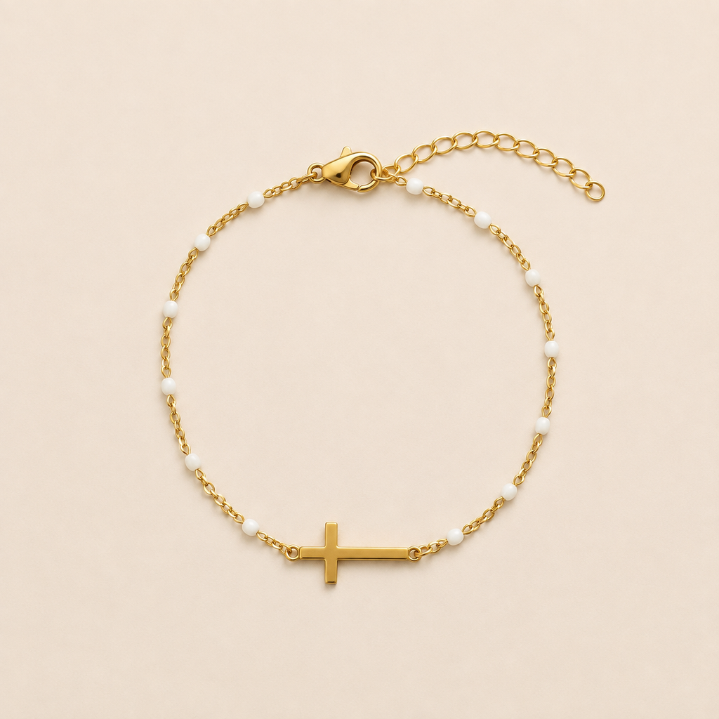Bracelet Croix Blanc