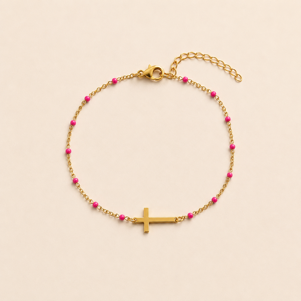 Bracelet Croix Rose